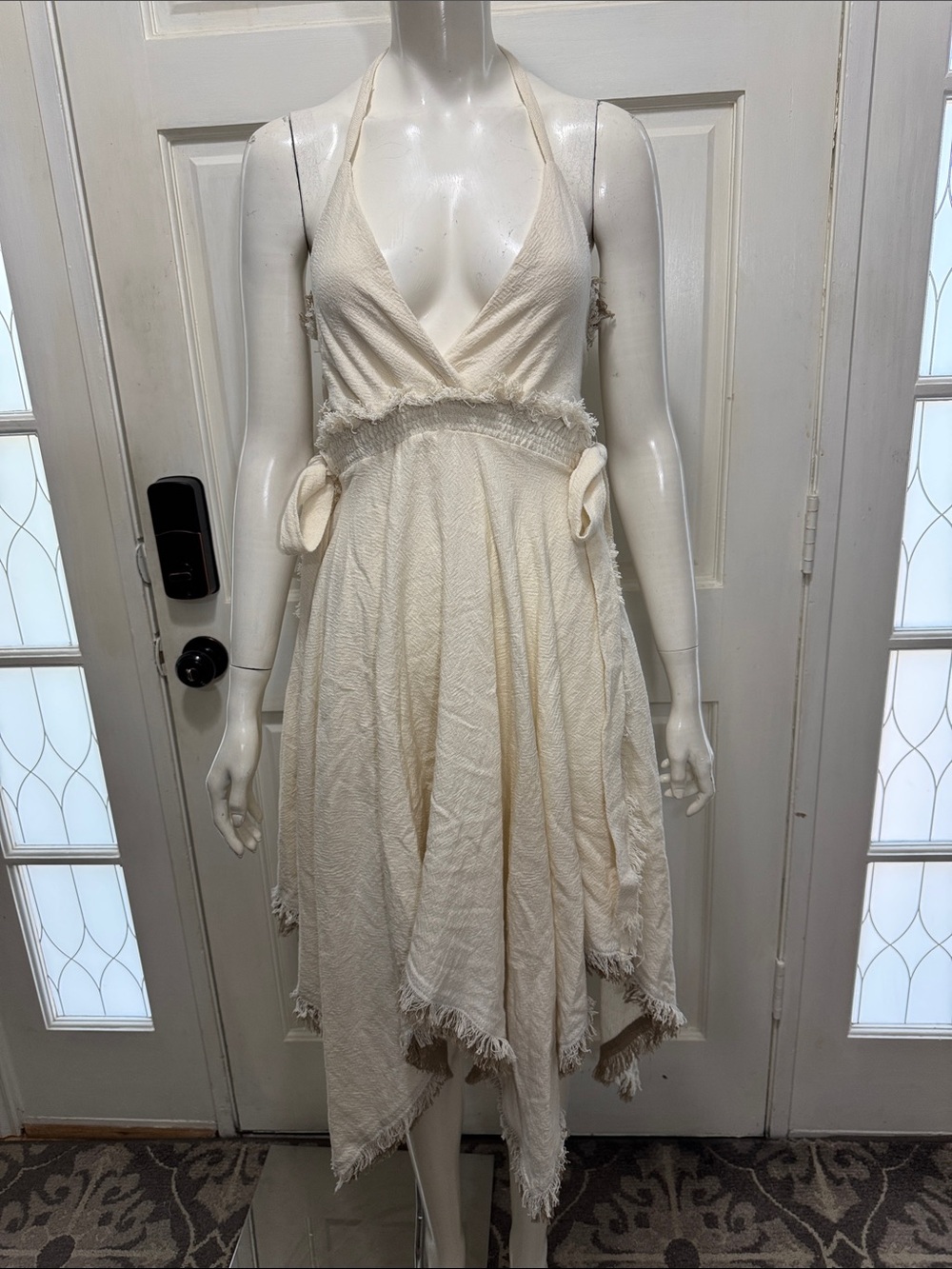 Organic Jute Fiber Fringe Dress Open Back Boho
Beach Festival Dress Size S